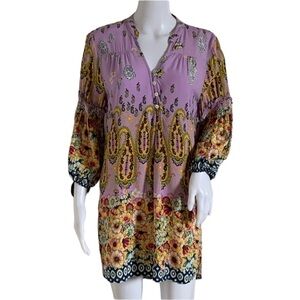 Anthropologie Fig and Flower Floral Print Boho Bl
